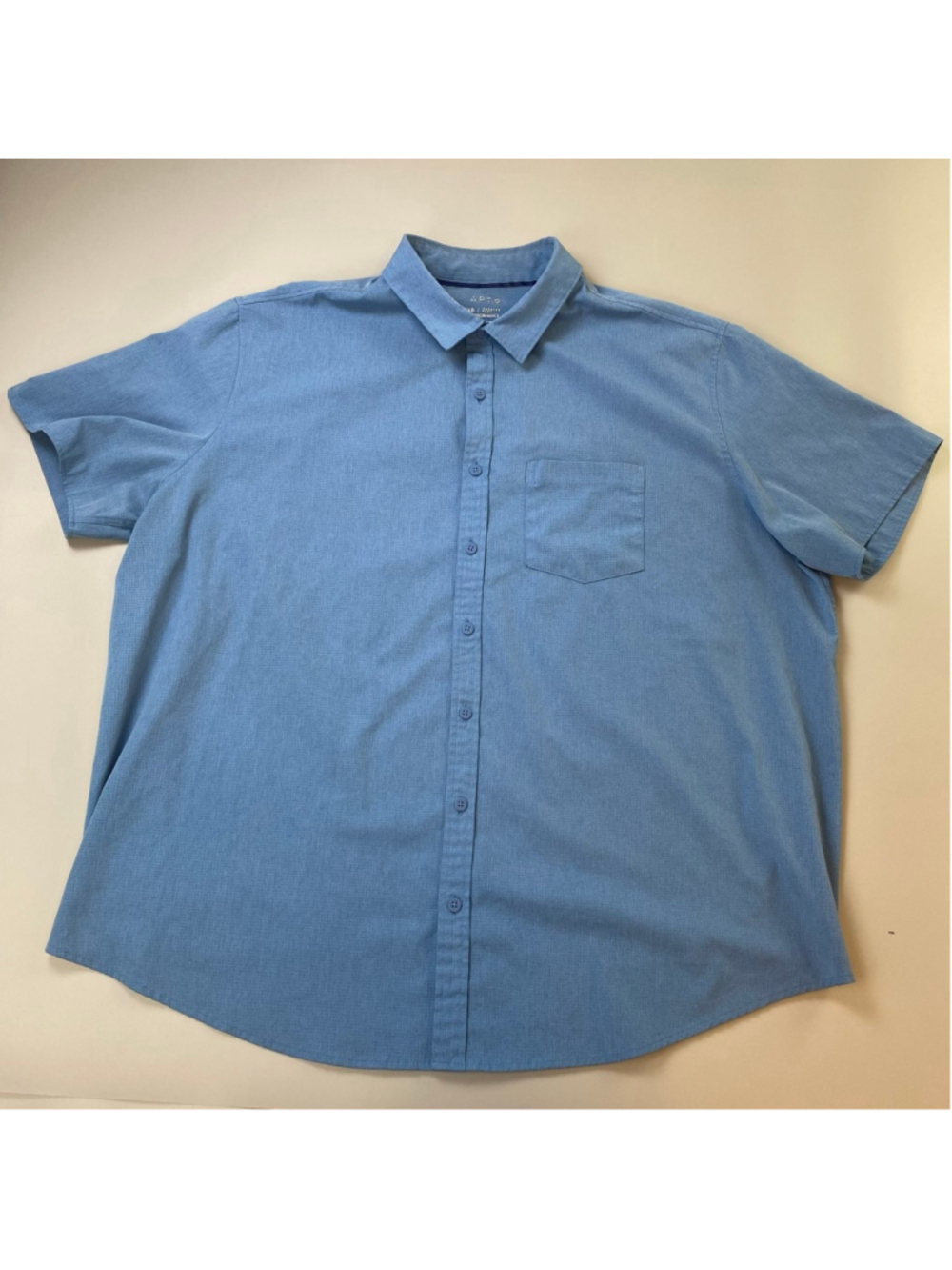 APT. 9 Shirt 2XB Blue Rip Stop Button Up Short Sleeve Flex Casual Summer Utility